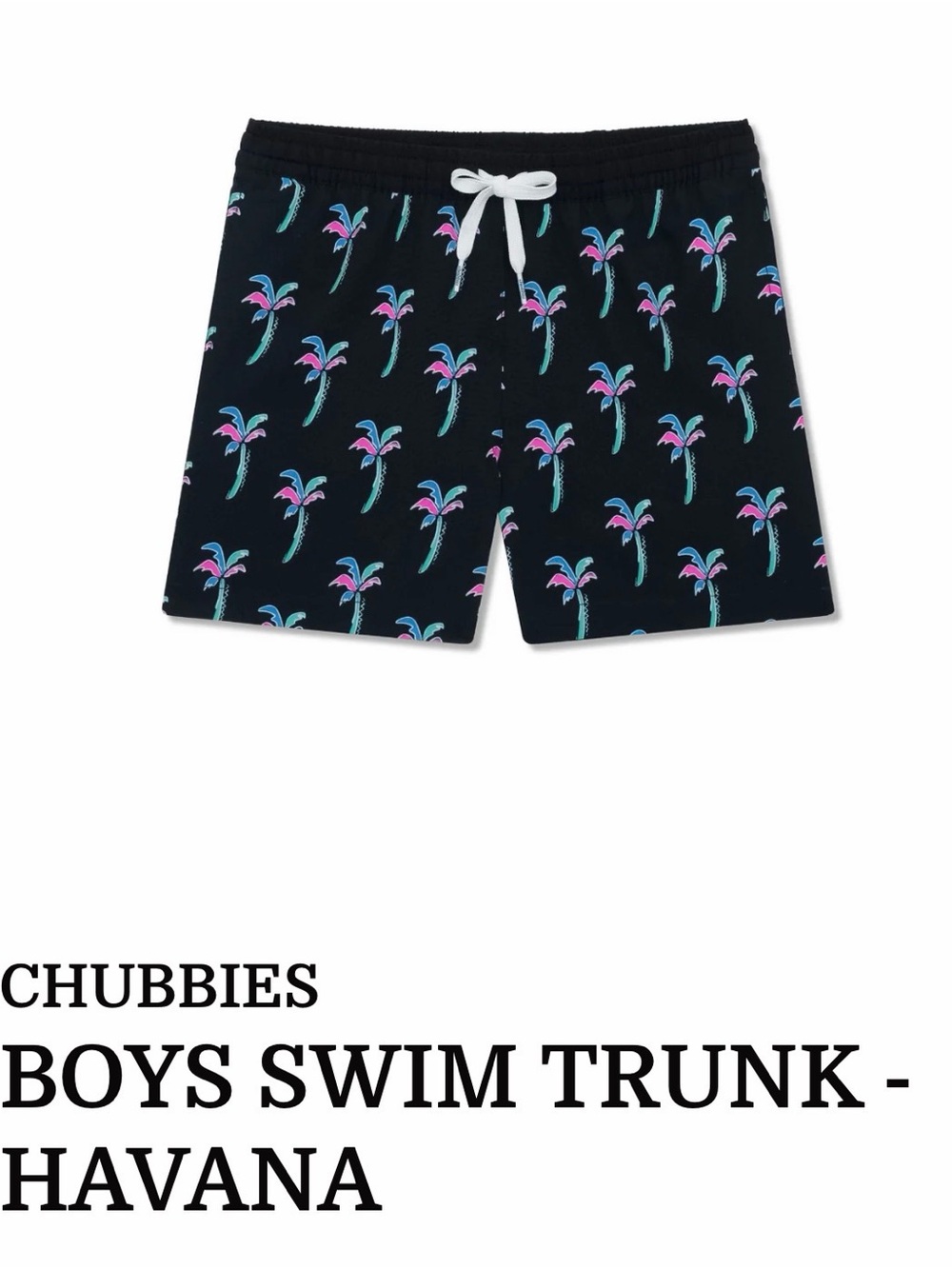 chubbies Swim Trunks with Teal & Pink Palm Print